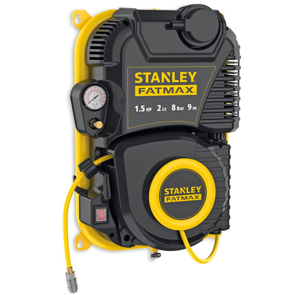 Stanley OUTLET UTILIZZATO PER PROVA Wall Tech Pro Compressore aria elettrico monofase a muro, oil-less Motore 1.5 HP 2 lt Compressori aria elettrici O