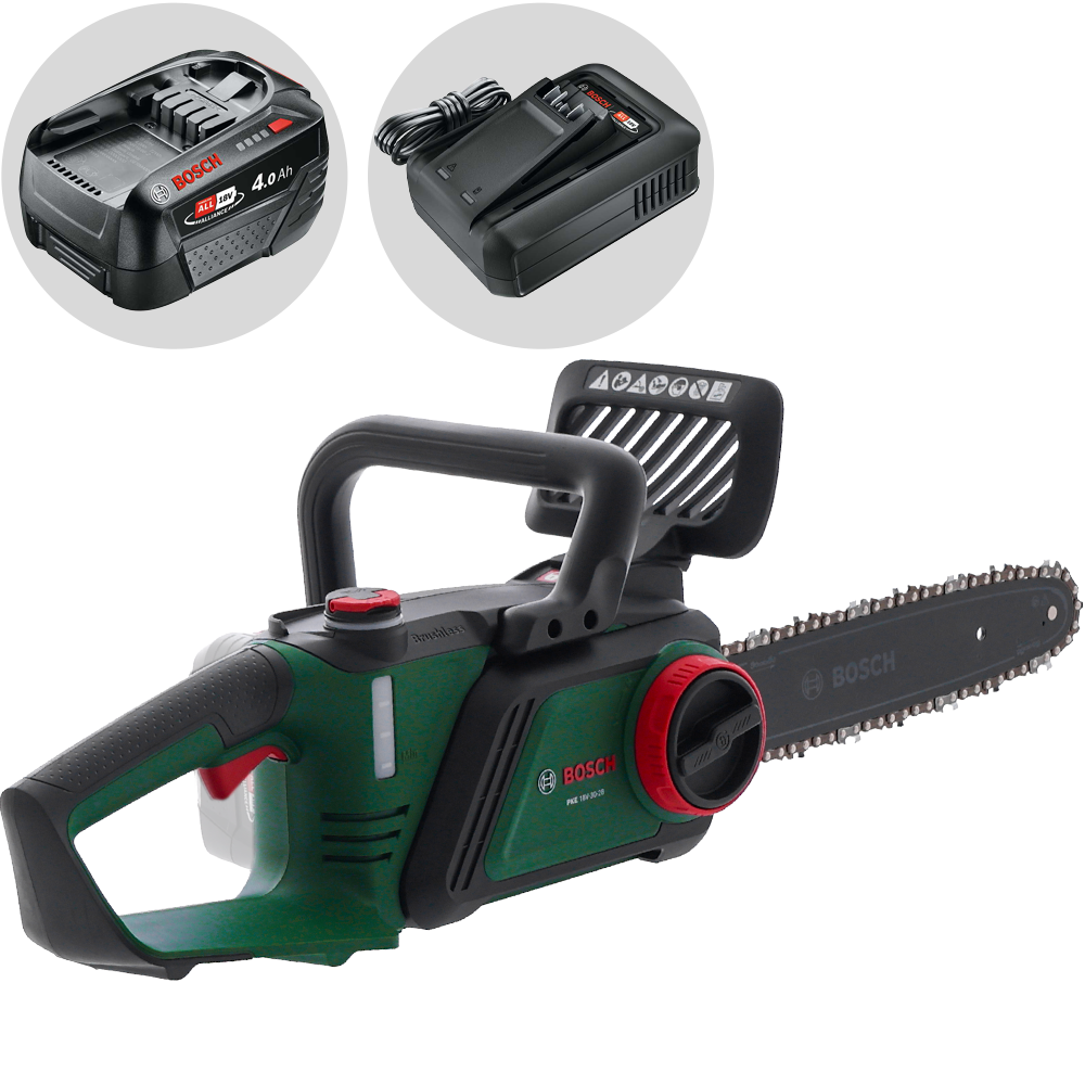 Bosch PKE18V-30-28 Elettrosega a batteria da taglio 18V 4Ah Lama da 30cm Motoseghe a batteria per potatura piccole 18/24 Volts