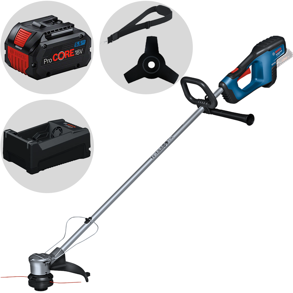 Bosch Professional GFR 18V-23 Decespugliatore a batteria 18V 5.5Ah Nuovo caricatore GAL 12V/18V-80 PRO Decespugliatori a batteria