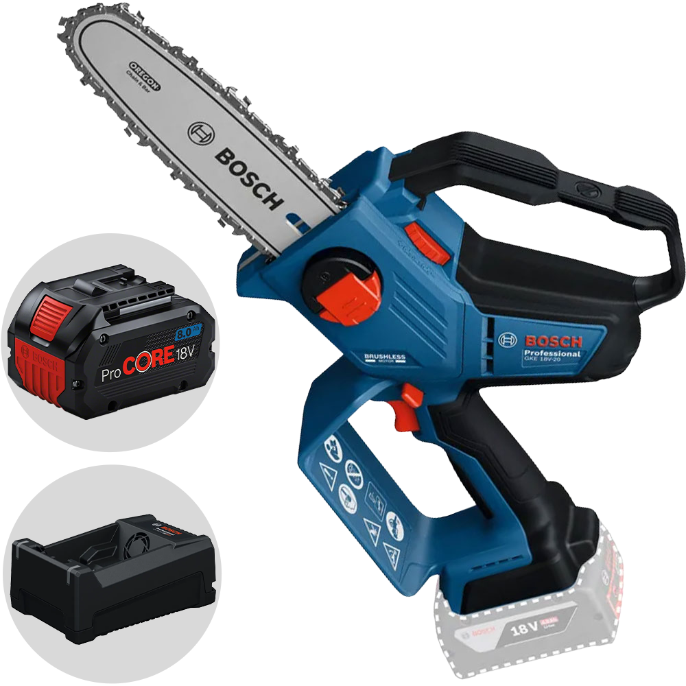 Bosch Professional GKE 18V‑20 Potatore manuale a batteria 18V 8Ah Nuovo caricatore GAL 12V/18V-80 PRO Potatori a batteria manuali Professionali