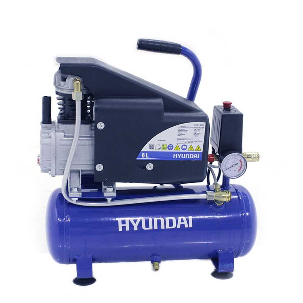 Hyundai FC2-6 Compressore elettrico compatto portatile Motore 1 HP 6 lt aria compressa Compressori piccoli e portatili lubrificati ad olio con serbato