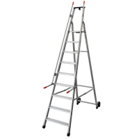Facal Mayorà Tecnoscala QM-9, 9 gradini, 2.75 m - Scala da lavoro con ruote e maniglie - Altezza stimata operativa 3.85 m