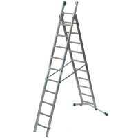 Facal Super Prima P350-2, 10+11 gradini, 5.70 m - Scala in alluminio trasformabile - Altezza stimata operativa 6.60 m