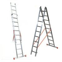 Facal Genia G300-2, 2x9 gradini, 5.00 m - Scala telescopica in alluminio - Altezza stimata operativa 5.90 m