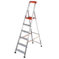 Gierre Stabila AL730, 6 gradini, 2.36 m - Scalandrino in alluminio con cavalletto - Altezza stimata operativa 3.36 m