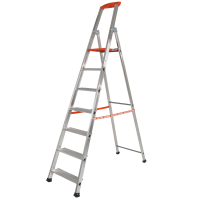 Gierre Stabila AL740, 7 gradini, 2.60 m - Scalandrino in alluminio con cavalletto - Altezza stimata operativa 3.60 m