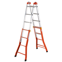 Gierre Peppina AM020, 2x9 gradini, 4.33 m - Scala in acciaio+alluminio telescopica - Altezza stimata operativa 5.33 m