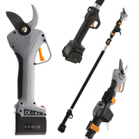 Volpi KV390 - Forbice elettrica da potatura - 2x 21.6V 2.5Ah + Asta di prolunga - Diametro di taglio 40mm