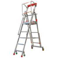 Facal Castà CTA-5, 4 gradini, 2.32 m - Scala in alluminio pieghevole su ruote - Altezza stimata operativa 3.11 m