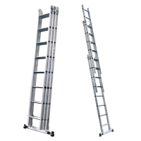 S.T.P. Tria 3TR A10069103315, 3x10 gradini, 7.35 m - Scala a sfilo in alluminio - Altezza stimata operativa 8.35 m