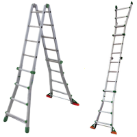 Facal Eurobriko BK/3 A, 2x9 gradini, 4.56 m - Scala in alluminio telescopica - Altezza stimata operativa 5.50 m