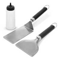Set di accessori per padelle da 35 pezzi, set di accessori per griglia piatta Blackstone e Camp Chef, set di spatole per griglia con spatola estesa, coperchio di cottura, raschietto per barbecue
