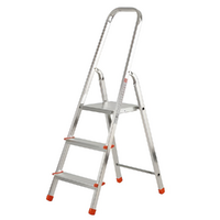 Gierre Scalamia AL130 , 3 gradini, 1.20 m - Scalandrino in alluminio con cavalletto - Altezza stimata operativa 2.49 m