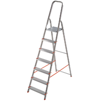 Gierre Scalamia AL170 , 7 gradini, 2.20 m - Scalandrino in alluminio con cavalletto - Altezza stimata operativa 3.34 m