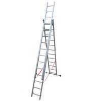 Facal Stilo SL350-3, 3x12 gradini, 8.18 m - Scala telescopica in alluminio allungabile - Altezza stimata operativa 9.08 m