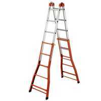 Gierre Peppina AM030, 2x10 gradini, 4.85 m - Scala in acciaio+alluminio telescopica - Altezza stimata operativa 5.85 m