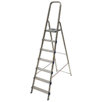Facal Golden GLD/7, 7 gradini, 2.08 m - Scalandrino in alluminio con cavalletto - Altezza stimata operativa 3.35 m