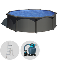 Gre Anthracite Rotonda Ø460 x 132 cm - Piscina fuori terra in acciaio