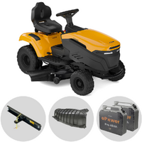 Stiga Tornado 5108e - Kit Trattorino tagliaerba con 2 moduli batteria ePower Pro da 56V/40Ah - Scarico laterale e mulching - Scegli tra più configurazioni