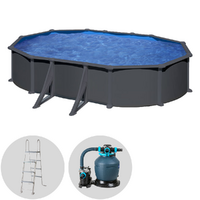 Gre Anthracite Ovale 500x300x132cm - Piscina fuori terra in acciaio