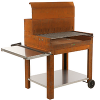 Folpo - Barbecue a legna e carbone in Corten con carrello