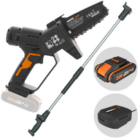 Worx WG326E - Potatore manuale a batteria + asta di prolunga 125cm - Batterie e caricabatterie