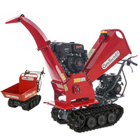 GeoTech Pro BMS 155 LE - Biotrituratore su motocarriola GeoPorter 330D semovente a cingoli 6 rulli - Motore Loncin da 15HP - Cassone dumper