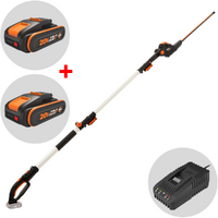 Worx WG252E - Tagliasiepi su asta di prolunga telescopica a batteria 20V 2Ah + batteria 20V 2Ah in omaggio! - Scegli tra più configurazioni