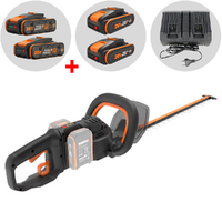 Worx Nitro WG286E - Tagliasiepi a batteria 2x20V/2Ah + in omaggio 2x20V/4Ah - Lama da 60 cm - Scegli tra più configurazioni