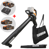 Worx WG583E - Soffiatore a batteria 3 in 1 - 2x20V/4Ah + in omaggio 2x20V/4Ah - Scegli tra più configurazioni