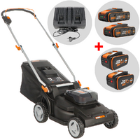 Worx Nitro WG745E - Tagliaerba a batteria 2x20V/4Ah + in omaggio 2x20V/4Ah - Taglio 41cm - Scegli tra più configurazioni