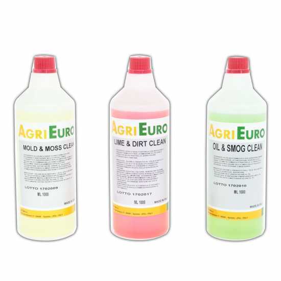 Set 3 detergenti professionali per idropulitrici - specifici per la pulizia di esterni - 3 flaconi da 1 lt