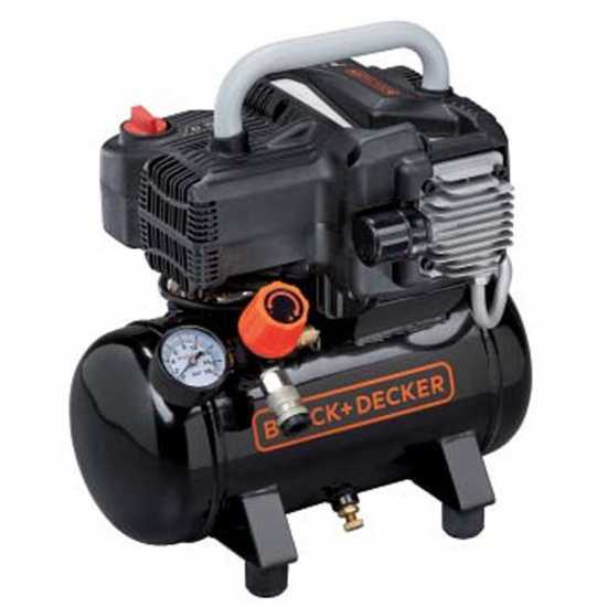 Black &amp; Decker BD195 6 NK - Compressore aria elettrico portatile monofase, oil-less - Motore 1.5 HP - 6 lt 
