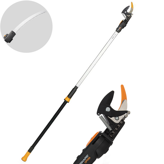 Fiskars UPX86 - Forbicione da potatura telescopico professionale - asta 240/400 cm + segaccio - &Oslash; 32mm