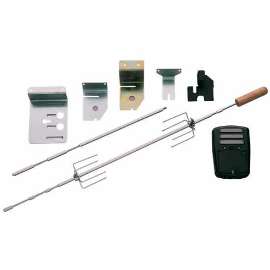 Kit girarrosto con motore, batterie, supporti di montaggio e spiedo
