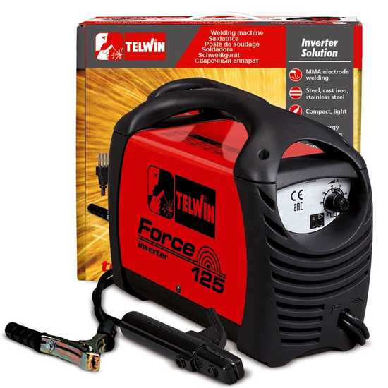 Telwin Force 125 - Saldatrice Inverter (MMA) + Valigetta, corrente continua (DC)