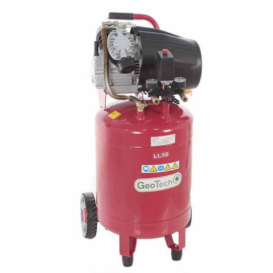 GeoTech AC50V-10-30VC - Compressore aria elettrico carrellato verticale - Motore 3 HP - 50 lt aria compressa