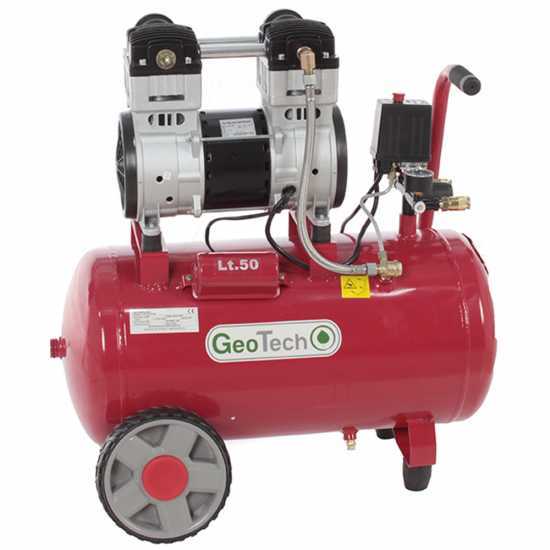 GeoTech S-AC 50-10-15C - Compressore aria elettrico silenziato 50 lt oilless - motore 1.5 HP