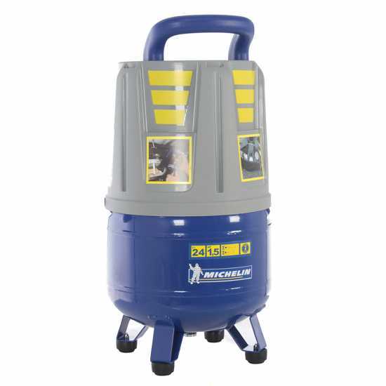 Michelin MVX 24 - Compressore aria elettrico portatile monofase, oil-less - Motore 1.5 HP - 24 lt