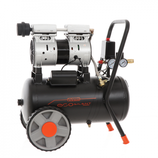 Vinco KWU750-24L - Compressore aria elettrico silenziato 24 lt oilless - motore 1.0 hp