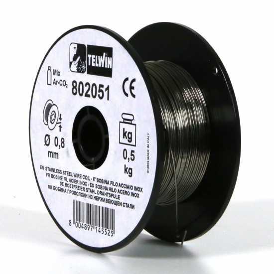 Bobina filo acciaio inox 0,8 mm Telwin - 0,5 kg