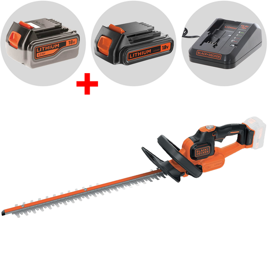 Black & Decker GTC18504PC-QW - Tagliasiepi a batteria 18V 4Ah + in omaggio batteria 18V 2Ah - Lama da 50 cm