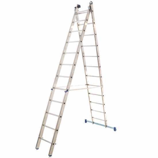 Marchetti Azzurra A2 A212, 2x12 gradini, 6.40 m - Scala in alluminio allungabile - Altezza stimata operativa 7.40 m