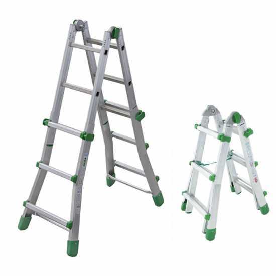 Facal Eurobriko 16, 2x6 gradini, 2.88 m - Scala in alluminio telescopica - Altezza stimata operativa 3.80 m