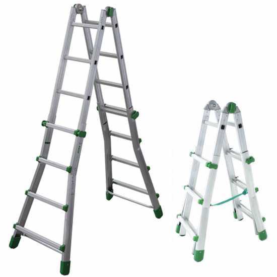 Facal Eurobriko 16 BK/2, 2x8 gradini, 4 m - Scala in alluminio telescopica - Altezza stimata operativa 4.90 m