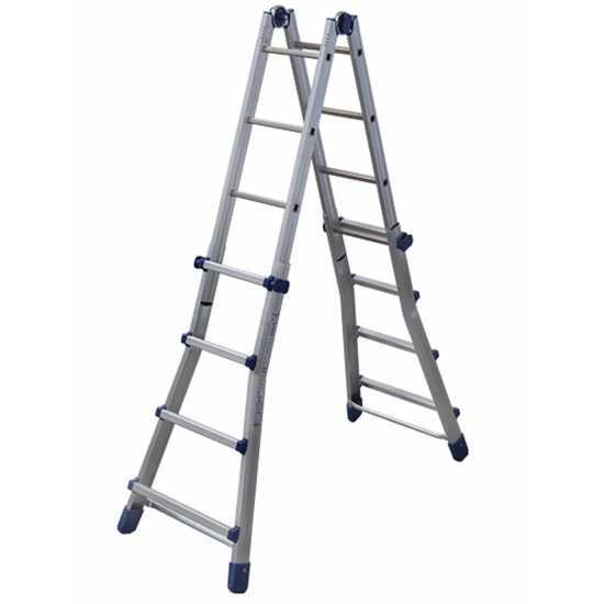 Facal Briko Blu BB/2, 2x8 gradini, 4 m - Scala in alluminio telescopica - Altezza stimata operativa 4.90 m