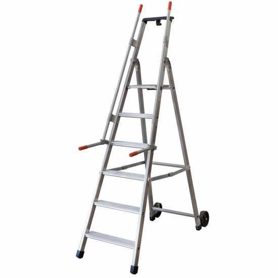 Facal Mayor&agrave; Tecnoscala QM-7, 7 gradini, 2.29 m - Scala da lavoro con ruote e maniglie - Altezza stimata operativa 3.39 m