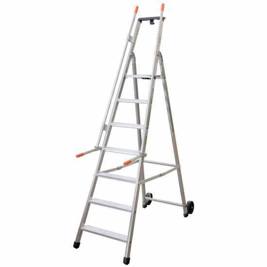 Facal Mayorà Tecnoscala QM-8, 8 gradini, 2.52 m - Scala da lavoro con ruote e maniglie - Altezza stimata operativa 3.63 m