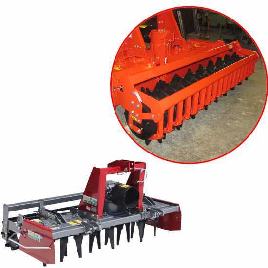 Erpice rotante RM200 - Larghezza di lavoro 200 cm - 18 lame - Serie pesante con rullo packer