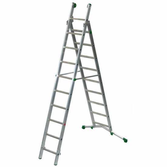 Facal Super Prima P320-2, 9+10 gradini, 5.10 m - Scala in alluminio trasformabile - Altezza stimata operativa 6 m